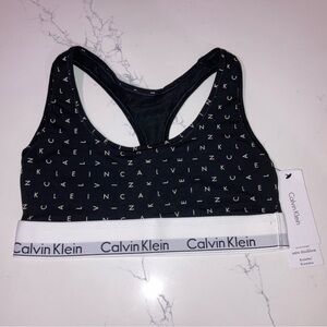 NWT Calvin Klein Black Logo Racerback Bralette - size S